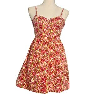 JESSICA SIMPSON SUN DRESS SZ XS FLORAL PRT W/STRAPS BRA TOP SKIRT
W/POCKETS